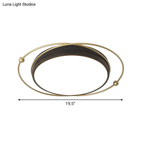 Modern Orbital Metal Flush Mount Led Ceiling Light In Black-Gold Warm/White - 16’/19.5’ Wide