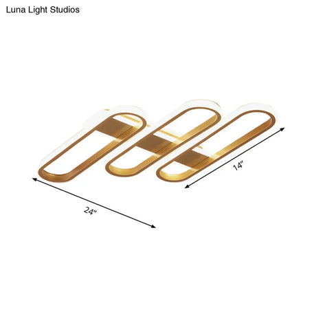 Modern Oval Led Gold Ceiling Lamp – Acrylic Flush Mount Lighting In Warm/White Light - Ideal For