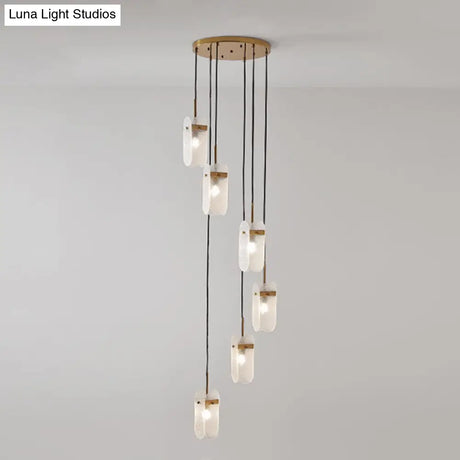 Modern Oval Panel Pendant Light Fixture For Glass Staircase