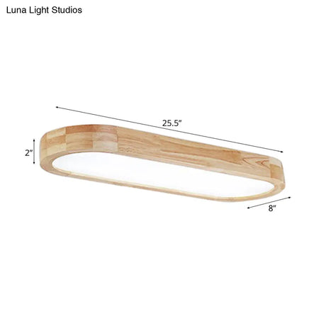 Modern Oval Wood Ceiling Light Fixture With Diffuser - 1 - Light Office Flush Mount Lamp Sizes: