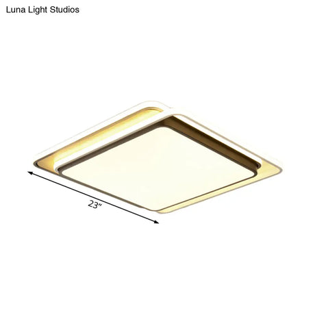 Modern Overlapping Square Flush Ceiling Light - Metal Led Black Mount Fixture White/Warm