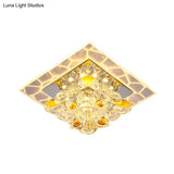 Modern Patchwork Square Acrylic Led Ceiling Lamp With Crystal Flower Shade