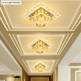 Modern Patchwork Square Acrylic Led Ceiling Lamp With Crystal Flower Shade