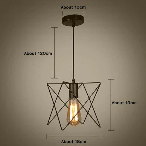 Modern Pendant Light Black Iron Hanging Cage Vintage E27Led Lamp Bulb Industrial Loft Retro Dining