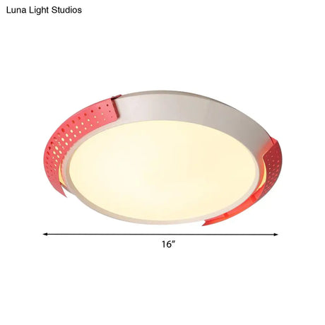Modern Pink/Gold Hollow Metal Ceiling Fixture - 16’/19.5’ Round Flush Mount Light For Bedroom