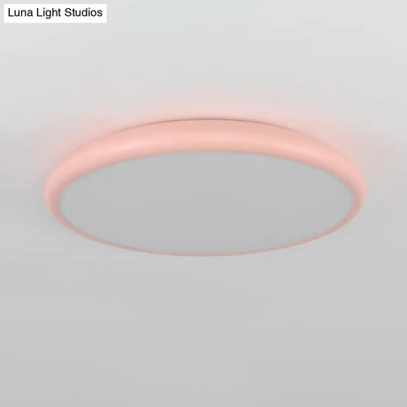 Modern Pink Led Ceiling Mounted Fixture Round Acrylic Flush Mount Light In Warm & White
