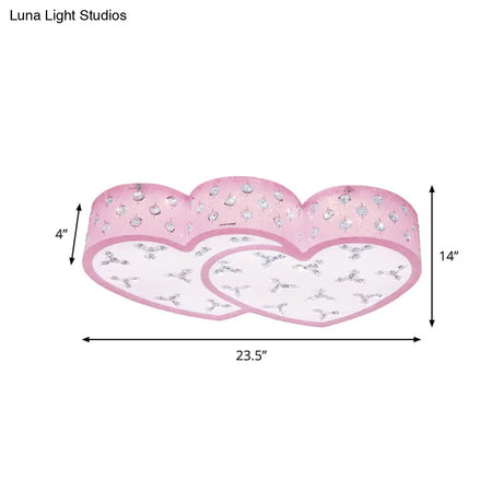 Modern Pink Led Flush Lamp: Heart - Shaped Ceiling Fixture With Acrylic Shade