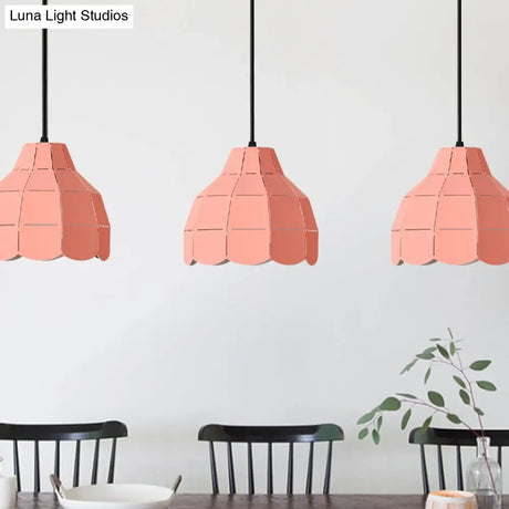 Modern Pink/White/Black Scallop Dome Ceiling Pendant Light - Metal Hanging Lamp Kit