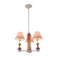Modern Plaid Shade Chandelier With 3 Lights And Kid-Friendly Hanging Lamp Perfect For Bedrooms Pink