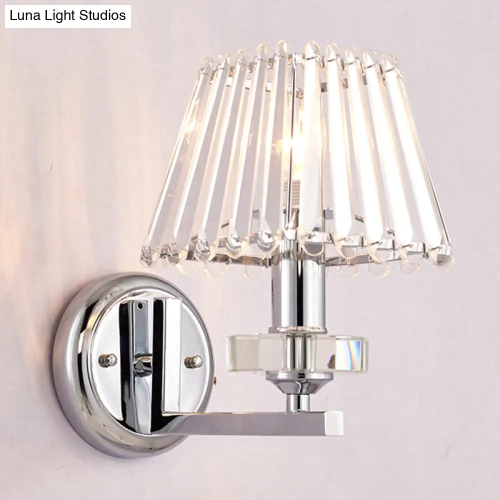 Modern Pyramid Crystal Wall Light With Chrome Finish For Living Room Décor