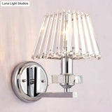 Modern Pyramid Crystal Wall Light With Chrome Finish For Living Room Décor