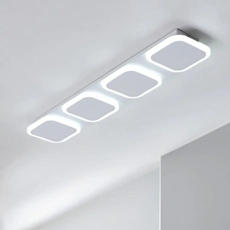 Modern Rectangle Flush Led Ceiling Light Fixture With Acrylic Shade - 4/5 Lights White/Warm For