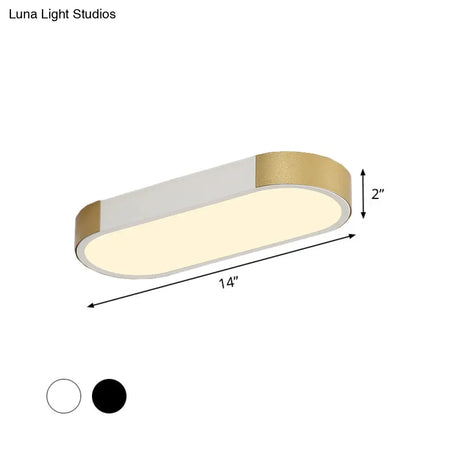 Modern Rectangular Corridor Led Ceiling Flush Mount - Metallic Flushmount Lighting In White/Gold Or