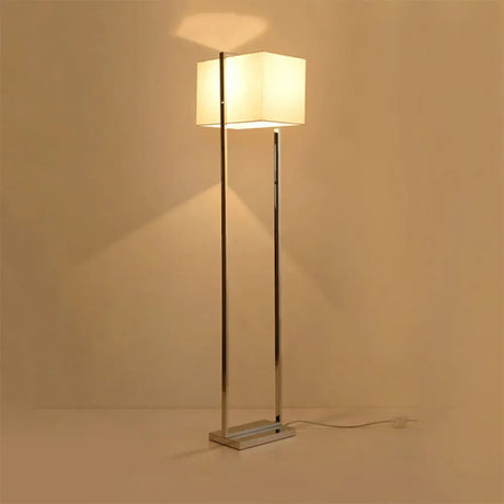 Modern Rectangular Floor Lamp In Beige With Metal Base - Perfect For Reading