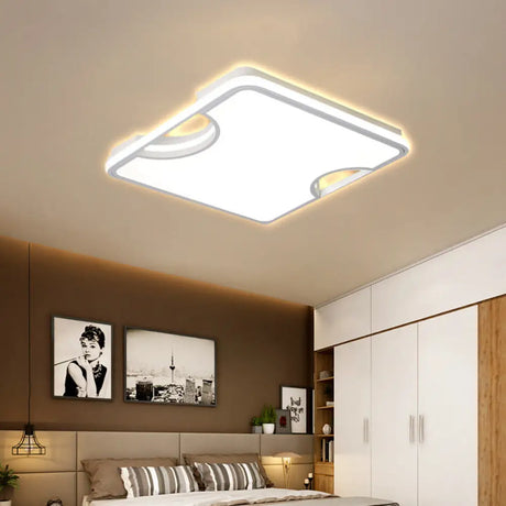 Modern Rectangular/Square Acrylic Flush Ceiling Light Led Lamp In Black/White Warm/White