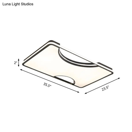 Modern Rectangular/Square Acrylic Flush Ceiling Light Led Lamp In Black/White Warm/White