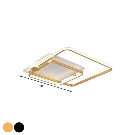 Modern Rhombus Frame Led Flush Light In Black/Gold 18/21.5 Sizes Warm/White Option