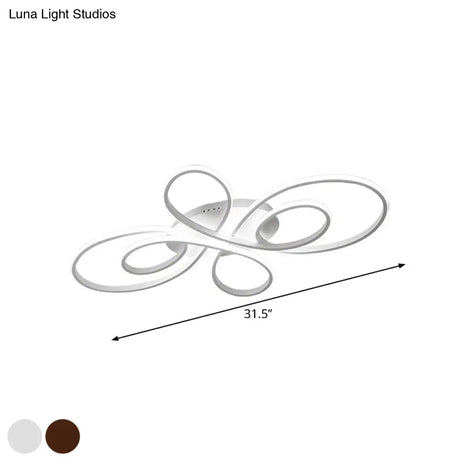 Modern Ribbons Led Ceiling Flush Mount Light In Warm/White Multiple Sizes & Colors