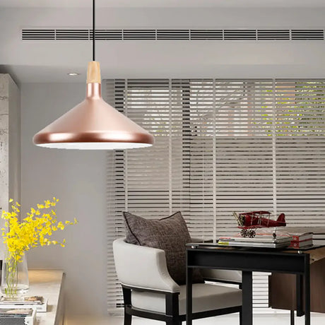 Modern Rose Gold Pyramid Pendant Lamp For Study Room / 15’