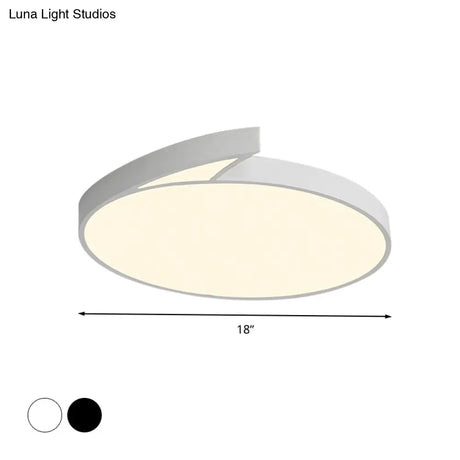 Modern Round Flush - Mount Ceiling Light - Black/White 18’/21.5’ Led Acrylic Flushmount With