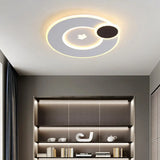 Modern Round Led Ceiling Light With Maple Leaf Pattern - 16’/19.5’ Wide White Flushmount For