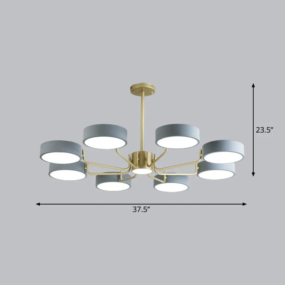 Modern Round Led Chandelier - Minimalistic Acrylic Living Room Hanging Lamp 8 / Grey White