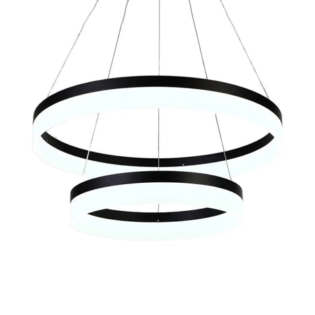 Modern Round Led Chandelier Pendant - Acrylic 1/2/3-Light Ceiling Light Fixture In Black/White/Gold