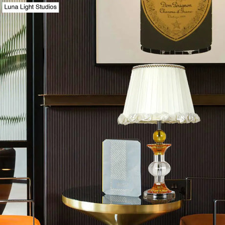 Modern Rustic Crystal Cone Table Lamp For Living Room Nightstand