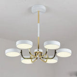 Modern Scandinavian Round Hanging Chandelier - 6-Light Acrylic Pendant Fixture For Living Room White