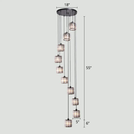 Modern Shaded Glass Multi-Light Pendant For Living Room Ceiling 10 / Black