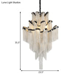Modern Silver Chandelier Light Fixture - Multi-Tiered Hanging With Tassel For Living Room 7/8 Lights