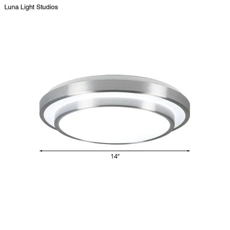 Modern Silver Flush Mount Lighting With Acrylic Shade – Integrated Led Ceiling Light For Living