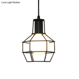 Modern Silver/Gold Metal Ceiling Fixture With Cage Shade - Stylish Loft Hanging Lamp For Coffee