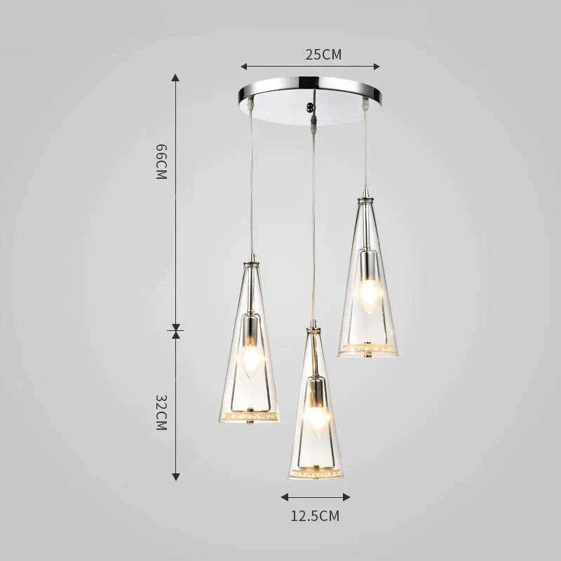 Modern Simple Led Chandelier Three Head Crystal Pendant