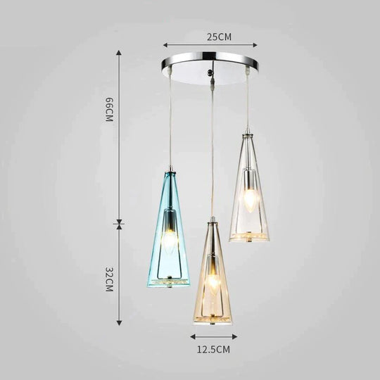 Modern Simple Led Chandelier Three Head Crystal Pendant