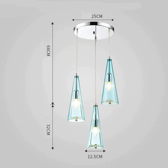 Modern Simple Led Chandelier Three Head Crystal Disc-Water-Blue / 5W Pendant