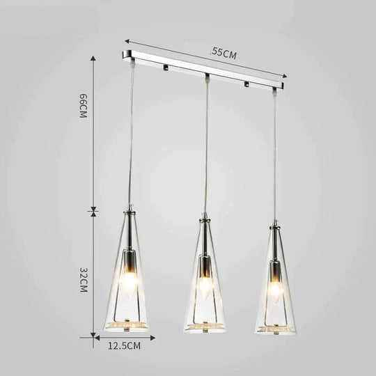 Modern Simple Led Chandelier Three Head Crystal Long Plate Clear Color / 5W Pendant