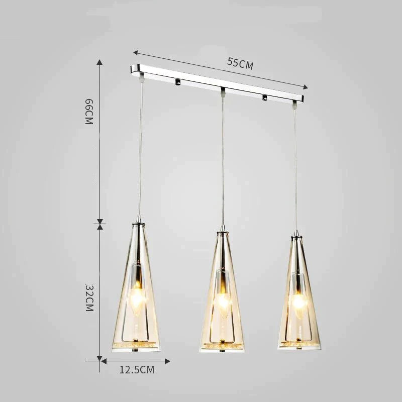 Modern Simple Led Chandelier Three Head Crystal Pendant