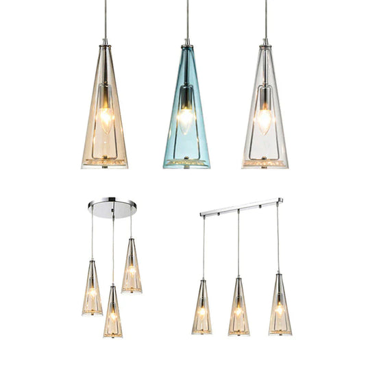 Modern Simple Led Chandelier Three Head Crystal Pendant