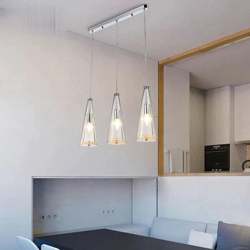 Modern Simple Led Chandelier Three Head Crystal Pendant