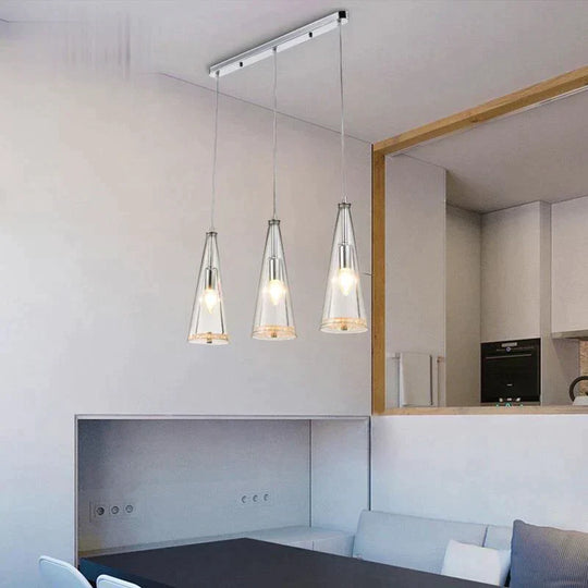 Modern Simple Led Chandelier Three Head Crystal Pendant