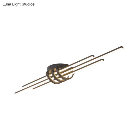Modern Slim Linear Flush Light Fixture - White/Black Led Acrylic Ceiling Lamp