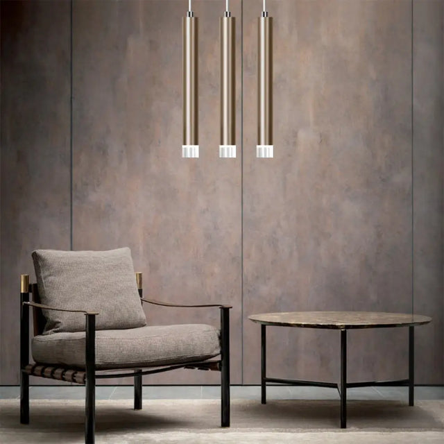 Lyla - Modern 12/19.5/23.5 H Slim Hanging Pendant Light Metal Black/Gold Led In Warm/White