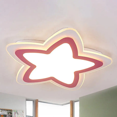 Modern Slim Star Panel Ceiling Light For Study Room - Acrylic Flush Mount Lamp Pink / White
