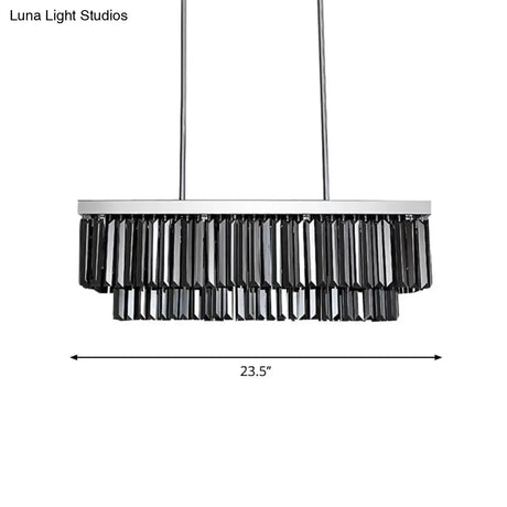 Modern Smoke Gray Crystal Rectangle Chandelier: 6/8/10 Heads Dining Room Lighting