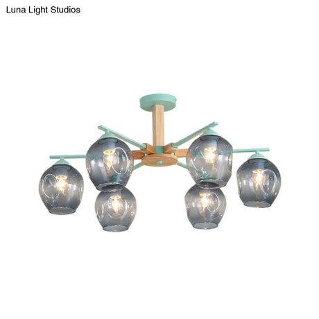 Modern Smoke Gray Glass Pendant Chandelier - 3/6 Light Modo Hanging Fixture For Living Room