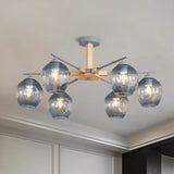 Modern Smoke Gray Glass Pendant Chandelier - 3/6 Light Modo Hanging Fixture For Living Room 6 / Grey