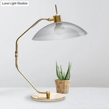 Modern Smoke Grey Glass Nightstand Lamp With Brass Task Lighting