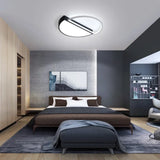 Modern Splicing Flush Mount Led Ceiling Light In Black/White With Dimming Control - 18’/21.5’ W