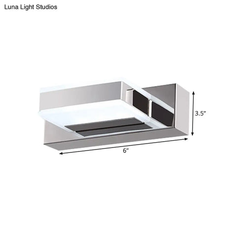 Modern Square Acrylic Vanity Light With Chrome Wall Mount - Available In 1-4 Lights